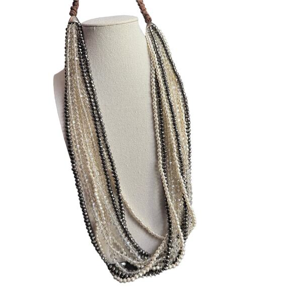 VTG Lot Of 5 Beaded Statement Necklaces One Chicos One Owl Shells Brown Tones - Picture 4 of 12